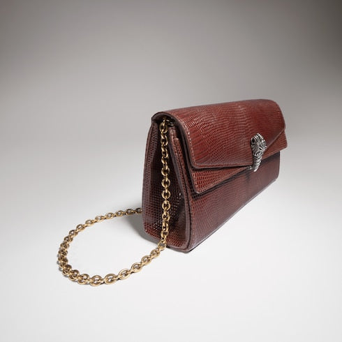 Dionysus lizard small shoulder bag - chestnut