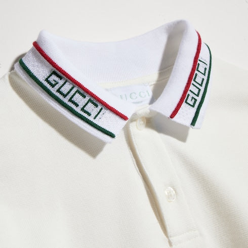 Children's cotton piquet polo shirt - white