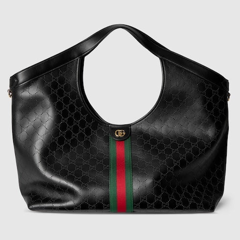 Gucci Giglio large tote bag - black GG leather