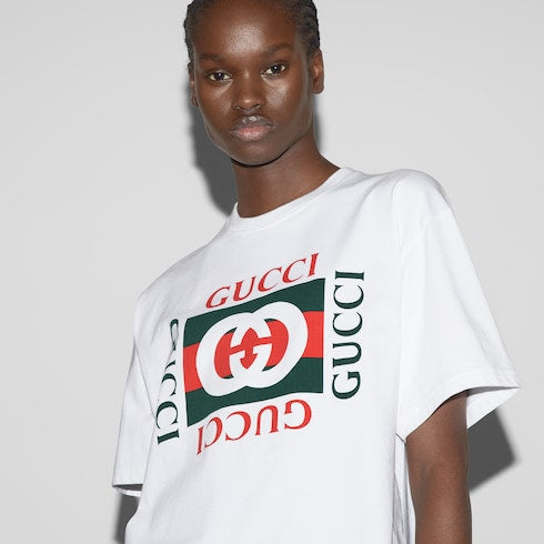 Printed cotton jersey T-shirt - white
