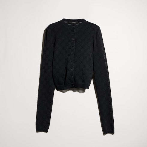 Fine crêpe viscose cardigan - black