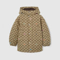 Children's padded GG canvas coat - beige and brown