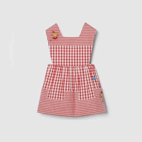 Baby gingham cotton dress - red and white
