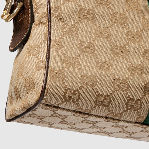 Borsetto medium boston bag - sand and brown GG canvas