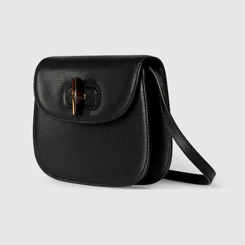 Bamboo mini bag - black leather