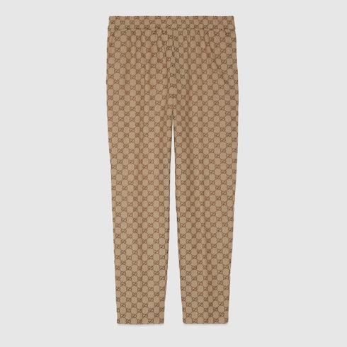 GG canvas jogging pant - camel and ebony