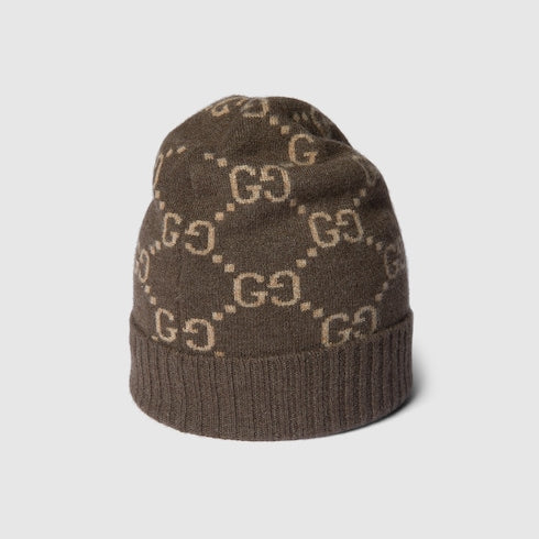GG cashmere hat - brown and beige