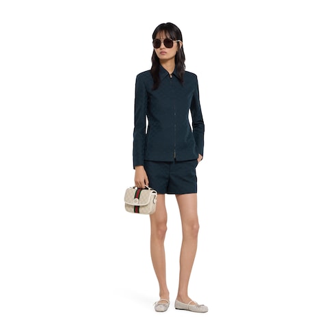 GG cotton gabardine zip jacket - blue