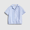 Children's GG striped poplin shirt - white and light blue