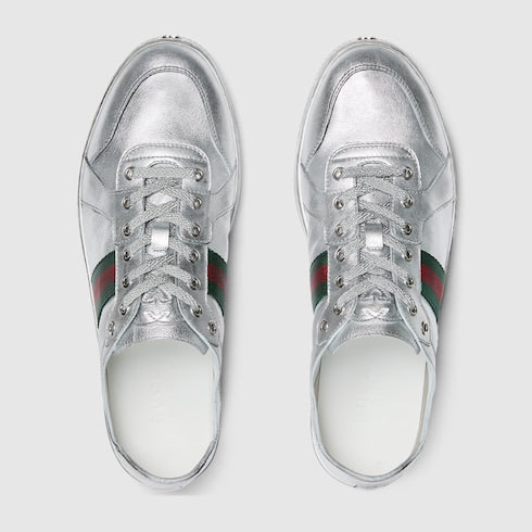 Men's Stretch low-top sneaker - metallic silver leather