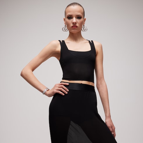 Light crêpe jersey bralette set - black