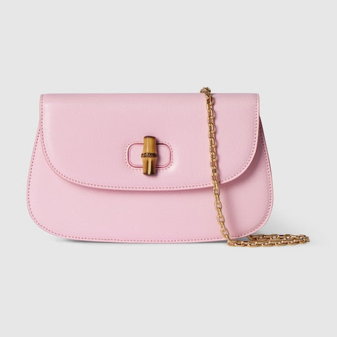 Bamboo clutch - light pink leather
