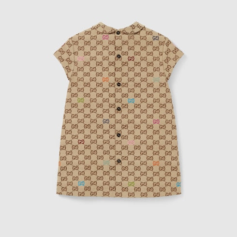 Children's GG canvas dress - beige and brown