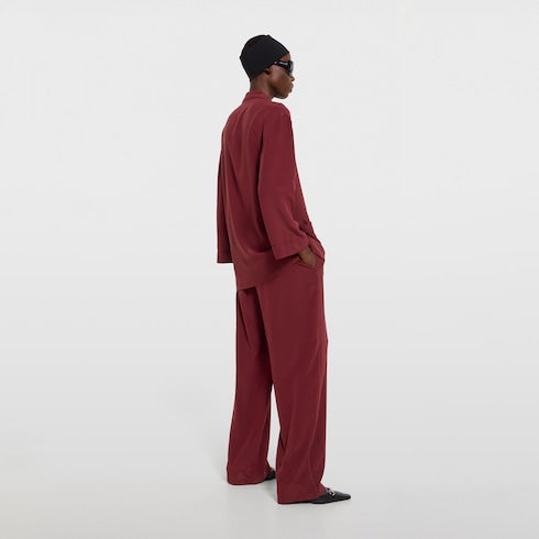 Silk crêpe de chine pants - bordeaux