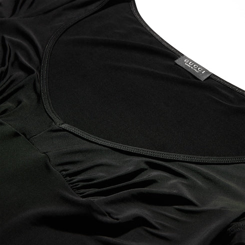 Viscose jersey T-shirt with metal tag - black