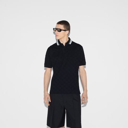 GG stretch cotton polo - black and white