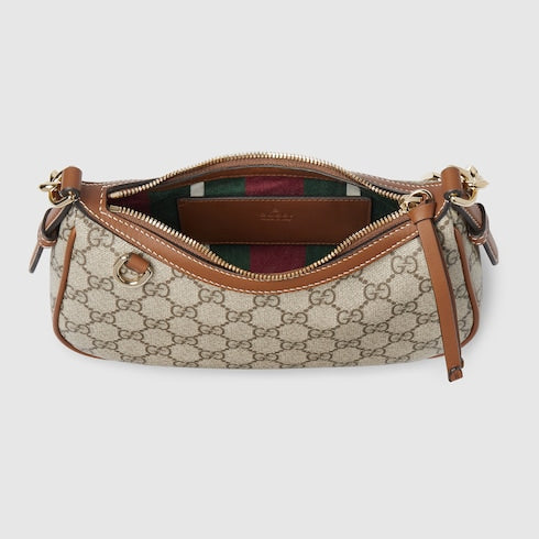 GG Emblem small shoulder bag - beige and dark brown fabric