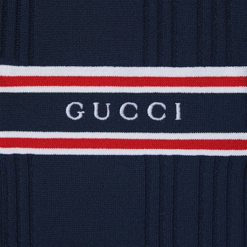 Polo top with striped trim - dark blue