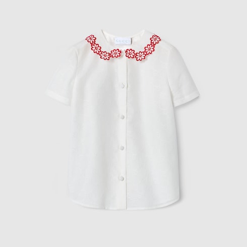 Children's GG cotton jacquard shirt - white