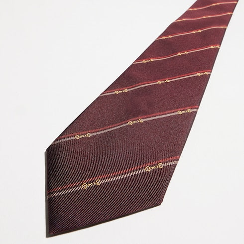 Diagonal Horsebit silk jacquard tie - bordeaux
