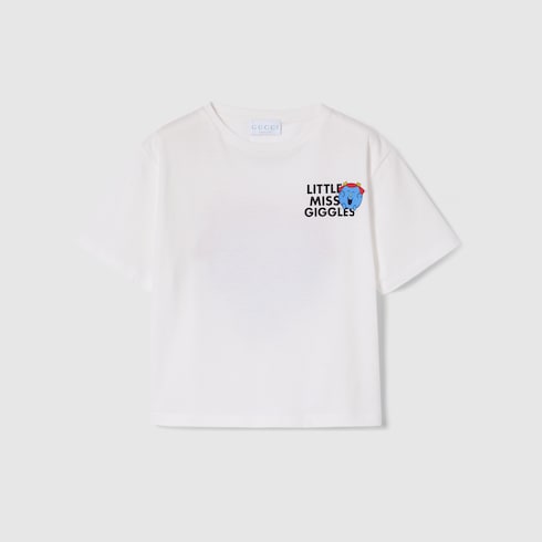 Children's cotton T-shirt with print - white