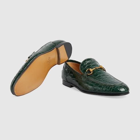 Men's Gucci Jordaan crocodile loafer - green