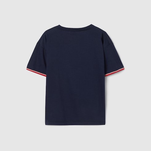 Children's cotton T-shirt with print - dark blue