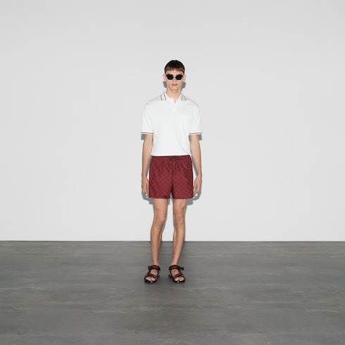 GG print nylon swim short - bordeaux