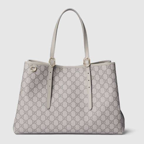 GG Emblem large tote bag - grey GG fabric