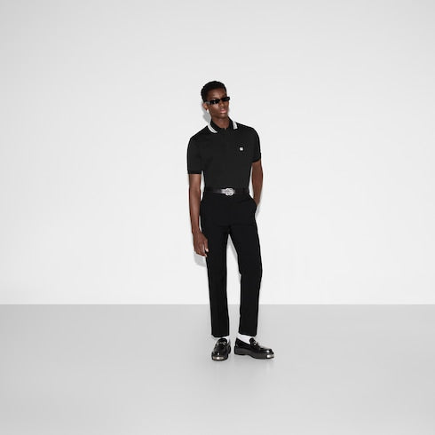 Cotton polo shirt - black