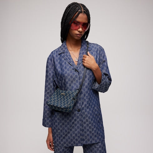 Lady Lunetta small shoulder bag - dark blue GG denim