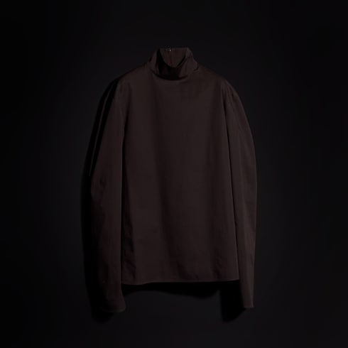 Cotton poplin shirt - dark brown