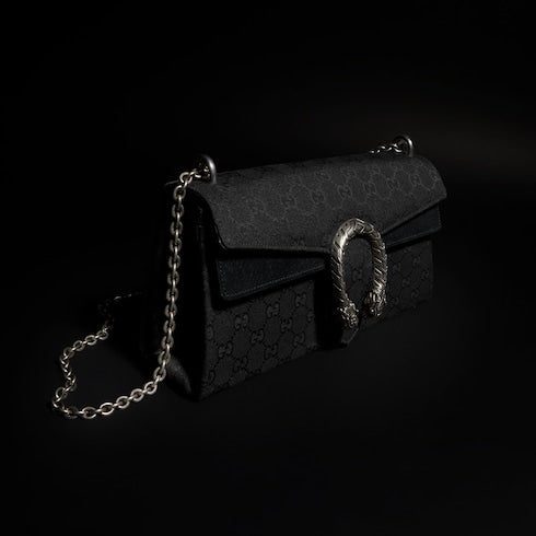 Dionysus medium shoulder bag - black GG canvas