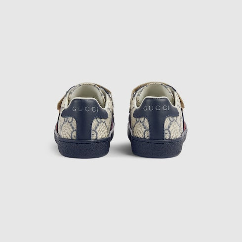 Toddler Gucci Ace sneaker - blue and grey GG Supreme