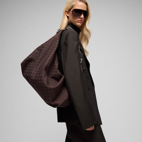 Brera large crossbody bag - dark brown GG canvas