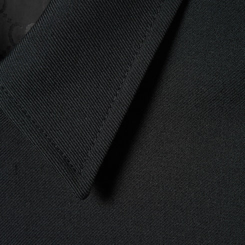 Wool twill zip overshirt - black