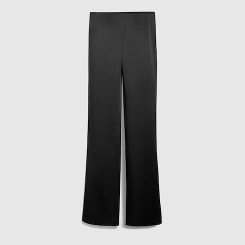 Crêpe satin pants - black