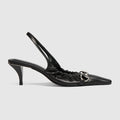 Women's Vittoria slingback pump with elastic - black soft nappa leather