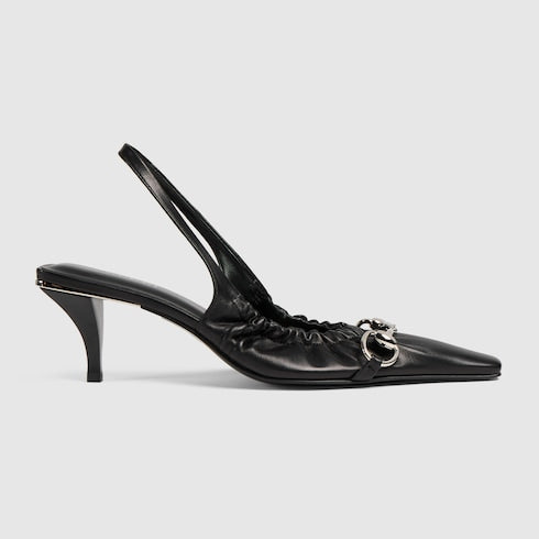 Women's Vittoria slingback pump with elastic - black soft nappa leather