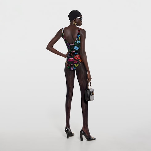 Printed sparkling jersey swimsuit - multicolor