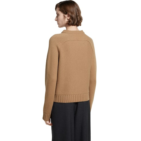 Wool cashmere top with Horsebit - camel