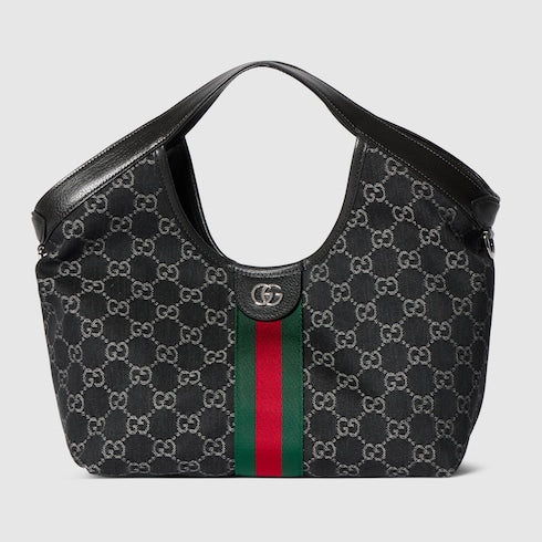 Gucci Giglio small tote bag - black GG denim