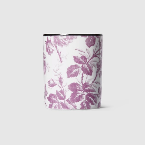 Herbarium print candle, Fig scent - white and purple porcelain