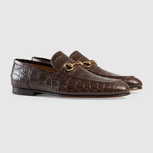 Men's Gucci Jordaan crocodile loafer - brown crocodile