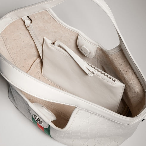 Gucci Giglio small tote bag - white GG leather