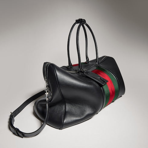 Mega Web Trademark large duffle bag - black leather