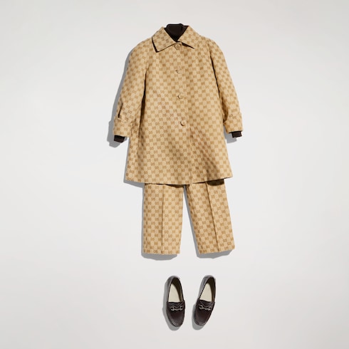 Children's GG canvas pants - sand and brown