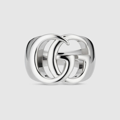GG Marmont cut-out band ring - palladium-toned brass