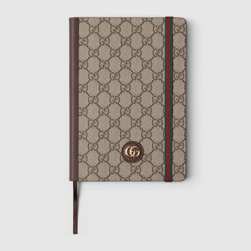 Large GG notebook with Double G - beige and ebony GG Supreme
