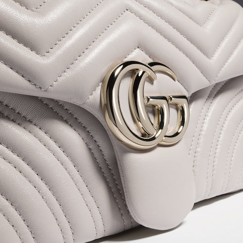 GG Marmont medium shoulder bag - light grey leather